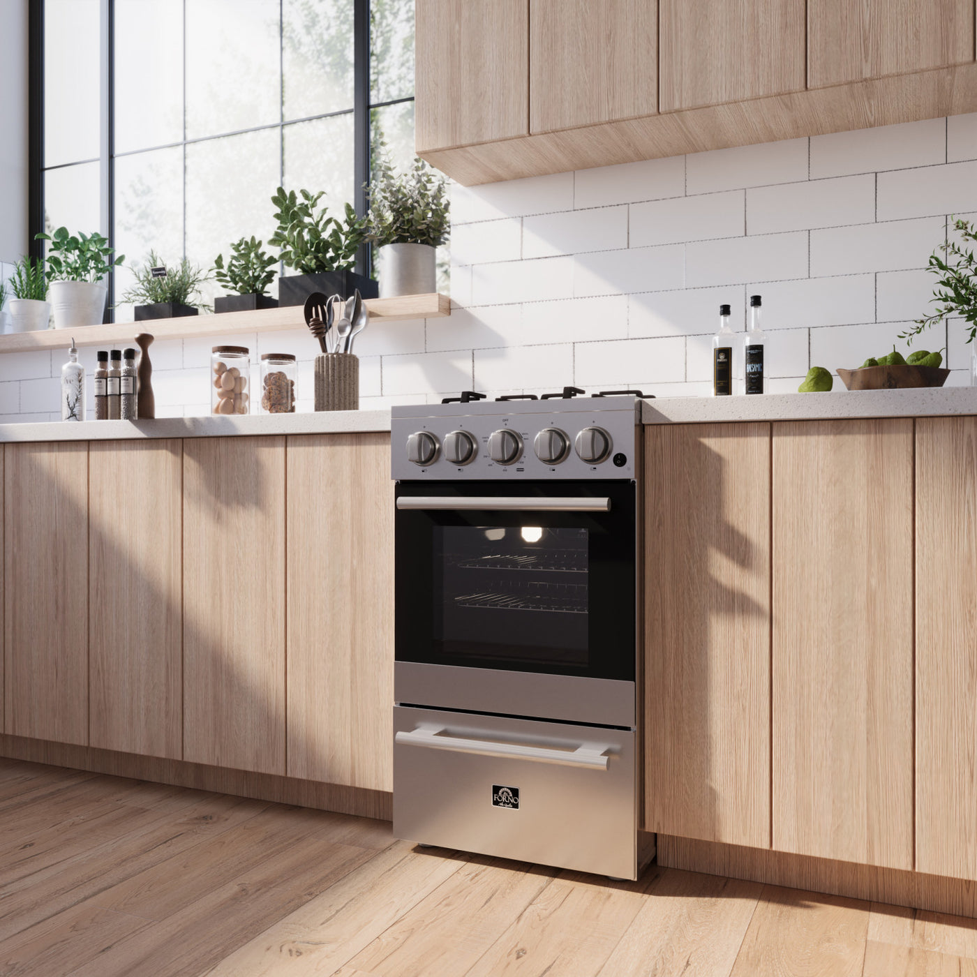 Forno Lamazze 20" Stainless Steel Freestanding Gas Range (2.05 Cu. Ft.) - FFSGS6265-20