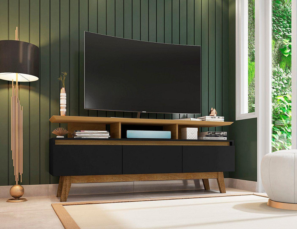 Osnabruck 63" TV Stand - Black/Cinnamon