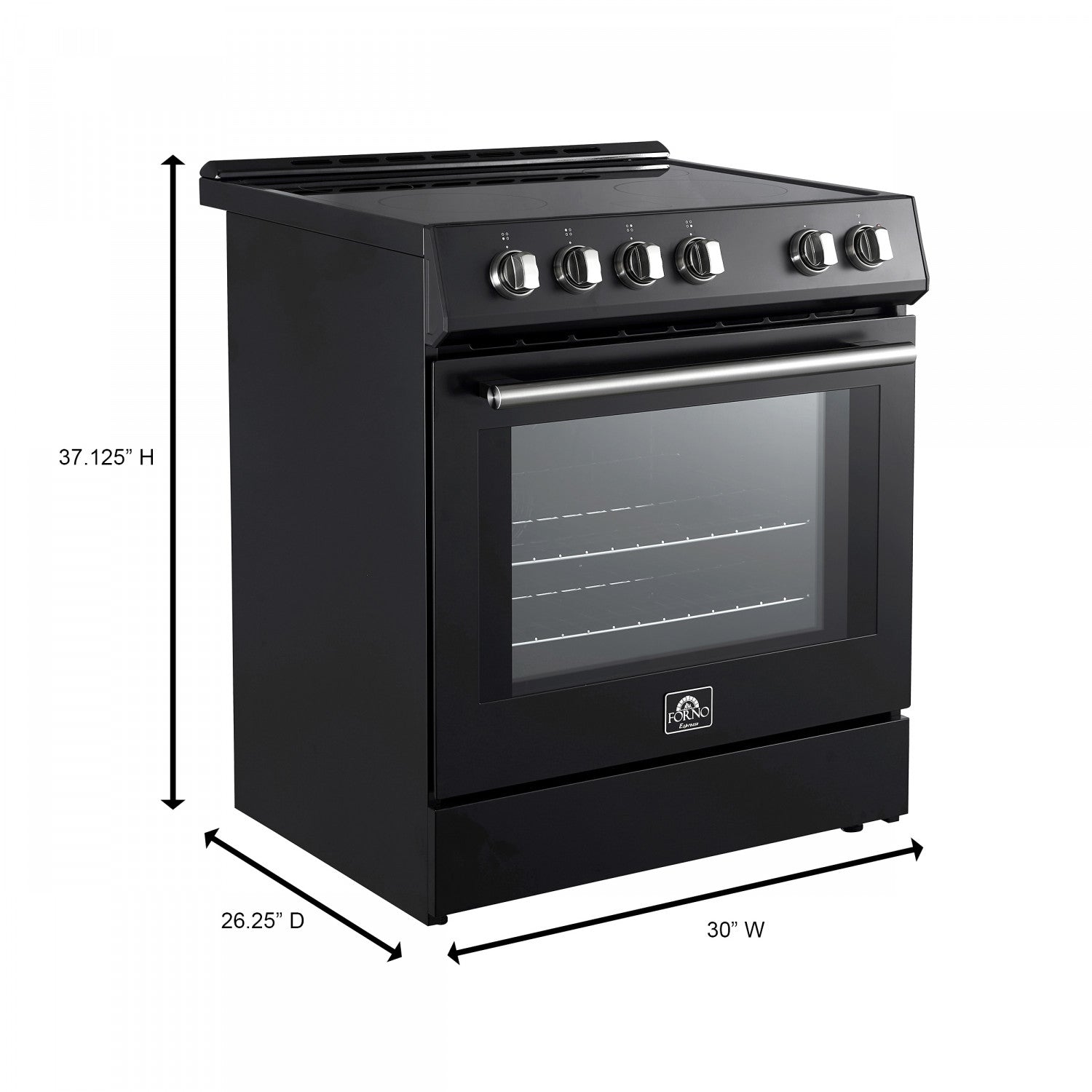 Forno Leonardo Black Slide-in Electric Range (5.0 Cu. Ft.) - FFSEL6022-30BLK