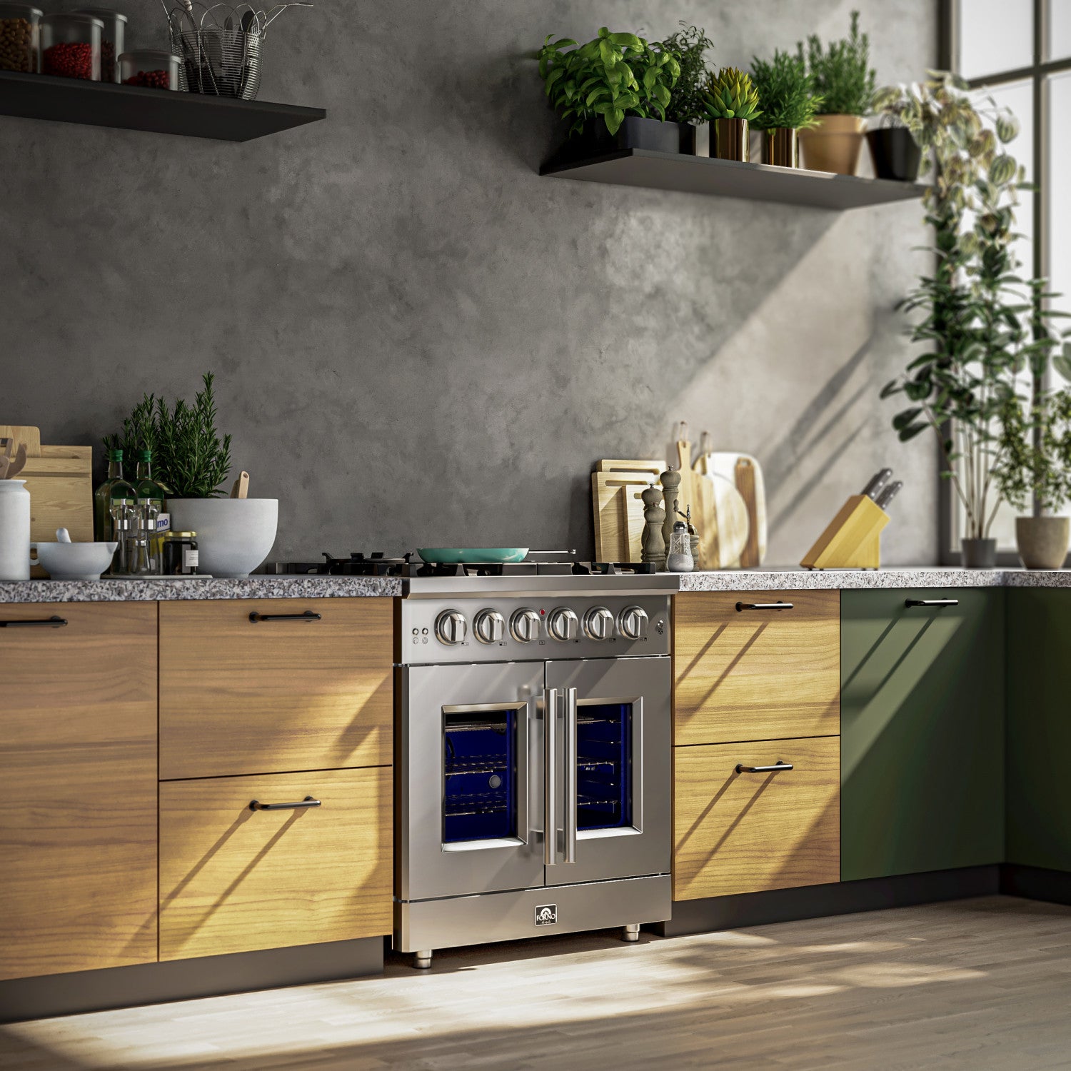 Forno Massimo 30" Stainless Steel French Door Freestanding Gas Range (4.32 Cu. Ft.) - FFSGS6439-30