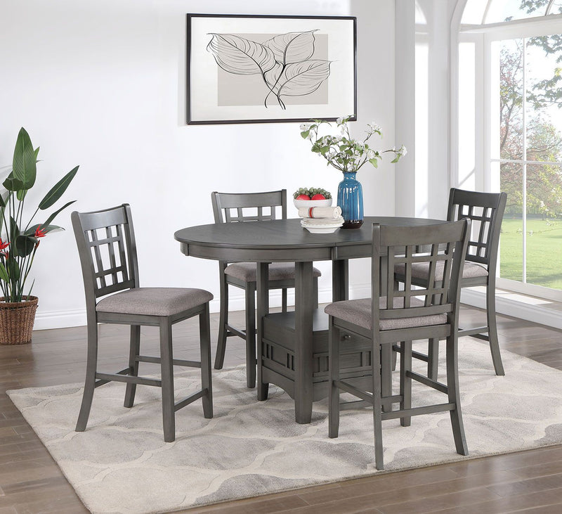 Freda 5-Piece Extendable Counter Height Dining Set Grey Leon's