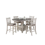 Freda 5-Piece Extendable Counter Height Dining Set - White, Dark Brown