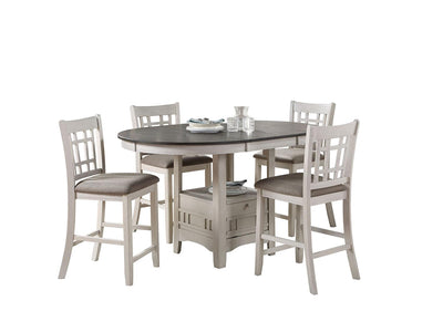 Freda 5-Piece Extendable Counter Height Dining Set - White, Dark Brown