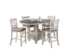 Freda 5-Piece Extendable Counter Height Dining Set - White, Dark Brown