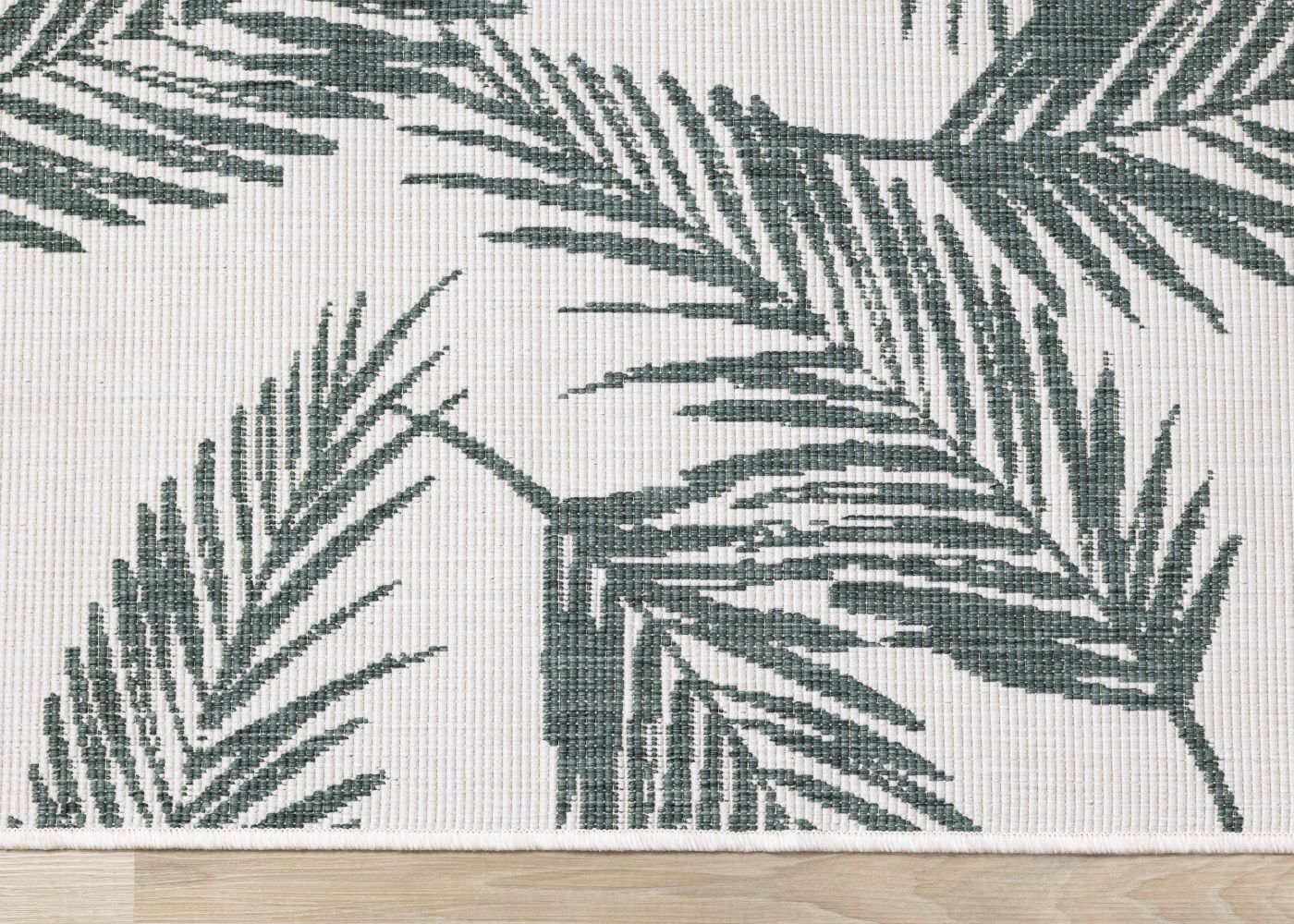 Summer Breeze 6'7" X 9'6" Outdoor Reversible Rug - Green, Leaf Motif