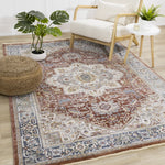 Macie Traditional Area Rug - Red Cream - 5' X 8'