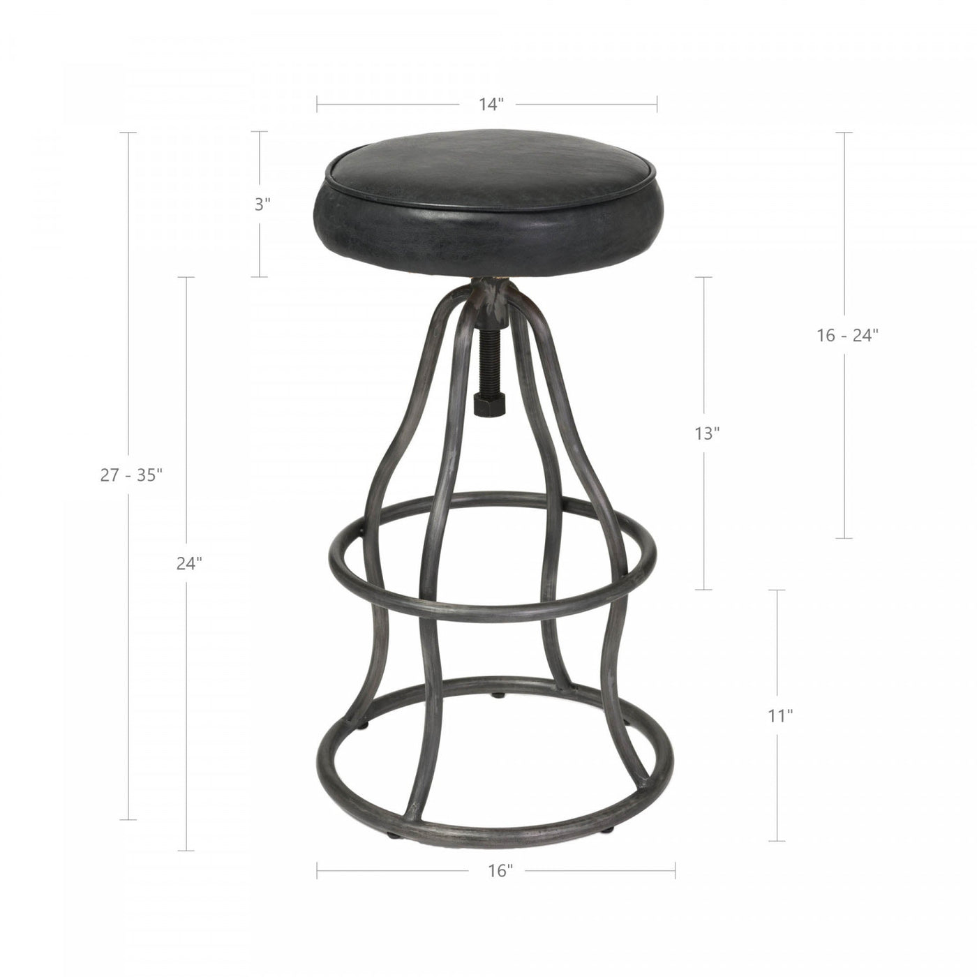 Maloe Leather Bar Stool - Black