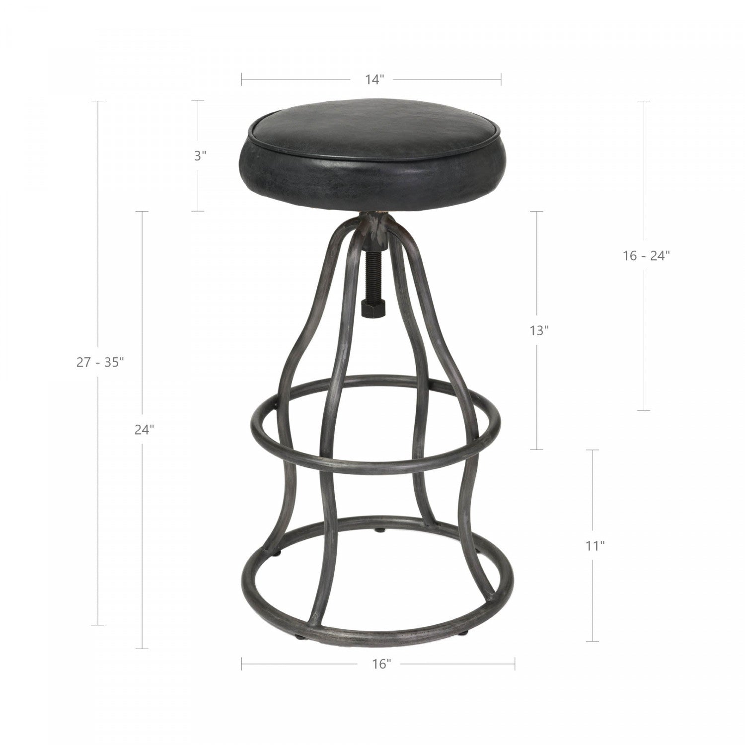 Maloe Leather Bar Stool - Black