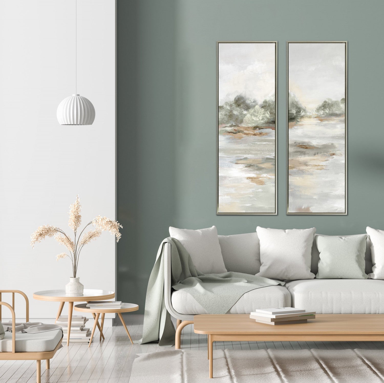 Pastel Reflections I Wall Art - Grey/Beige - 48 X 16