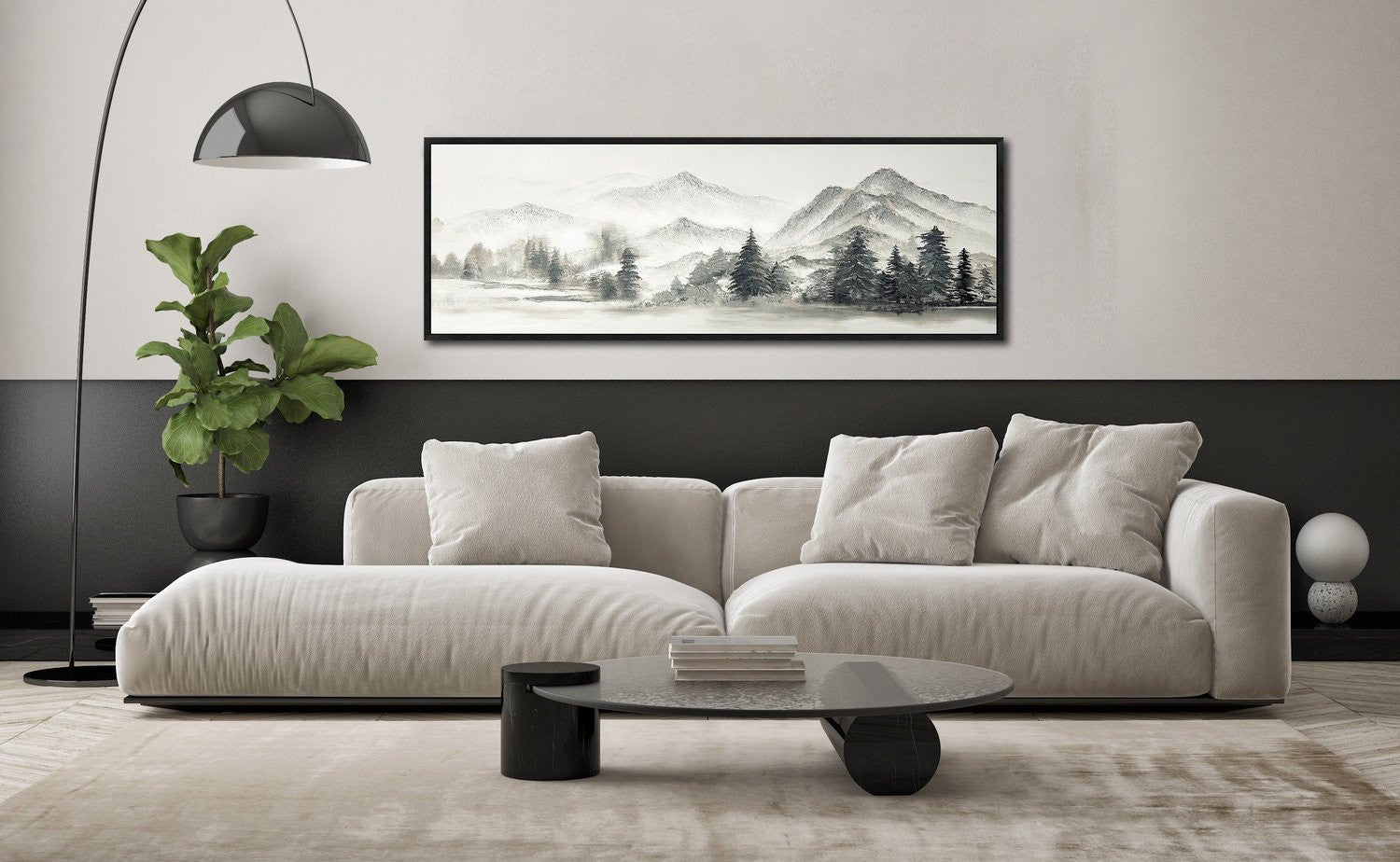 Silent Ridge Wall Art - Grey/Black - 20 X 60