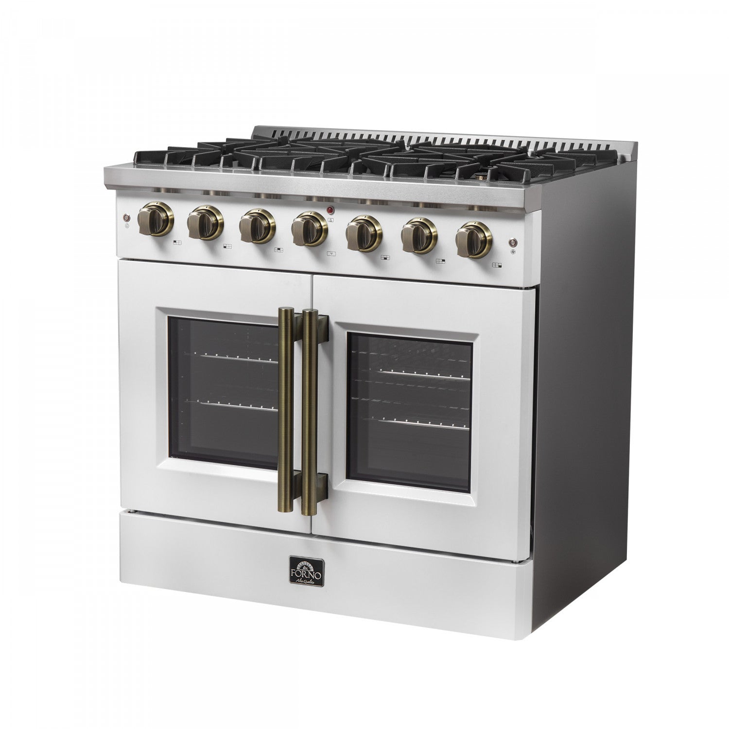 Forno Galiano 36" White French Door Freestanding Gas Range (5.36 Cu. Ft.) - FFSGS6444-36WHT