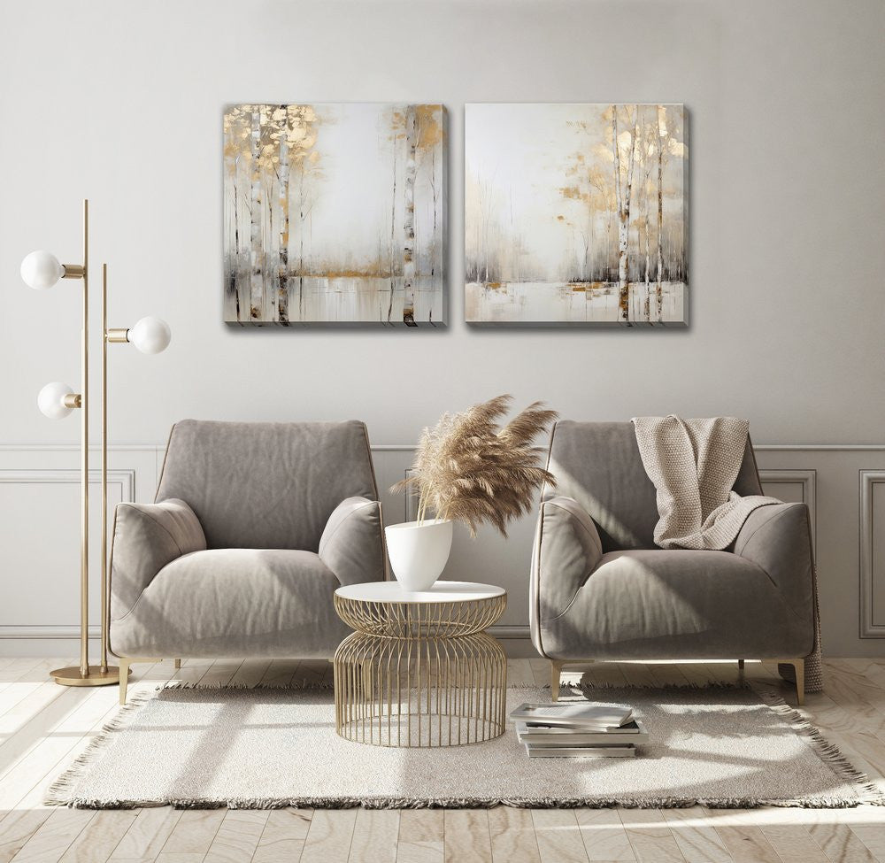 Golden Birch II Wall Art - Gold - 24 X 24