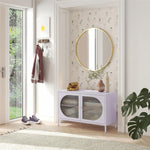 Luna Wide 2-Door Accent Cabinet with Fluted Glass - Lilac