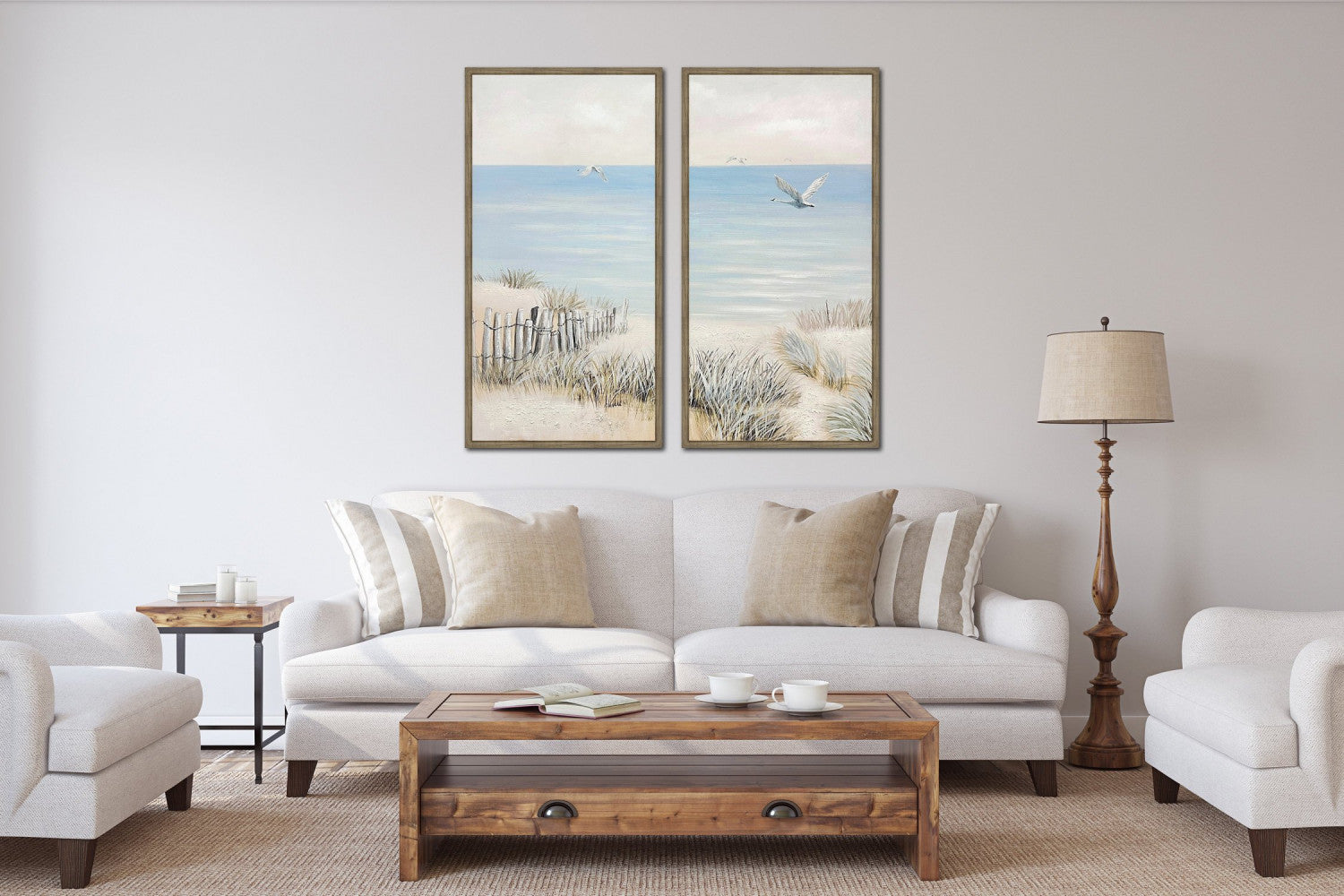 Quiet Shoreline I Art - Beige/Blue - 40 X 20