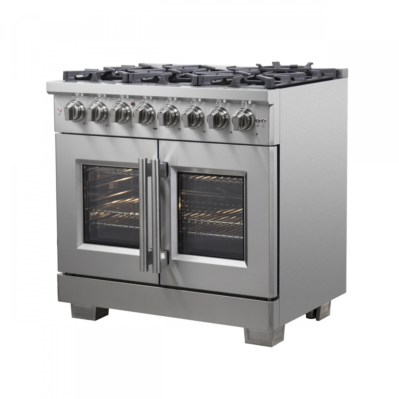 Forno Capriasca 36" Stainless Steel French Door Dual Fuel Range With True Convection (5.36 Cu. Ft.) - FFSGS6387-36