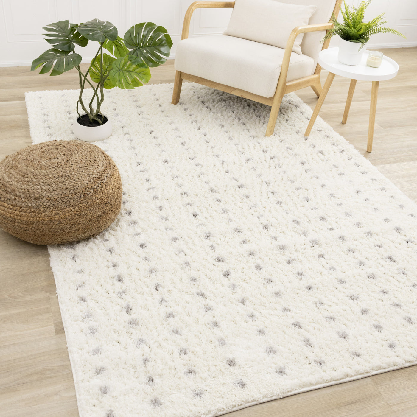 Palmer Casual Contemporary Speckled Area Rug - White Grey - 5' X 8'