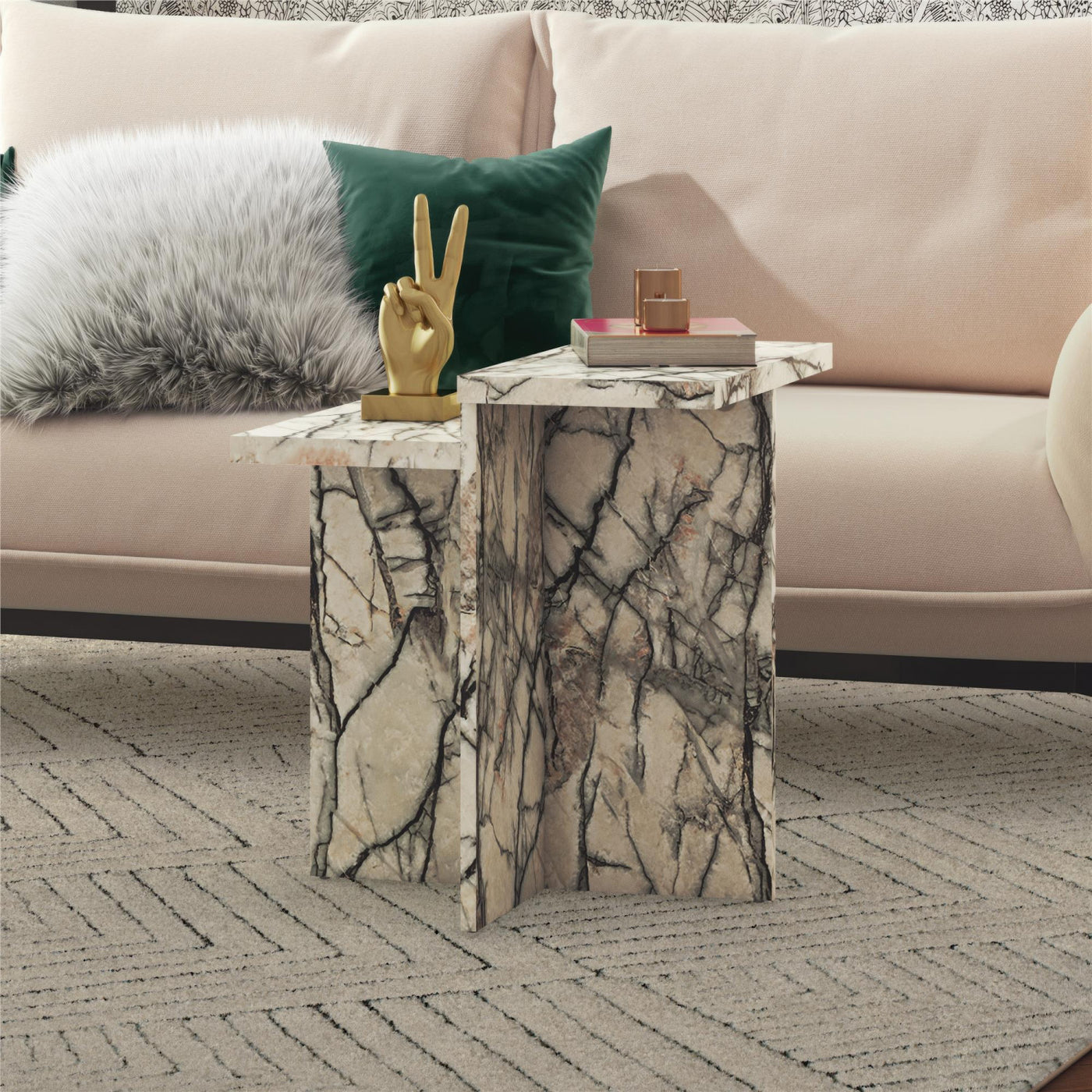 Brielle Accent Table - Faux Onyx Marble