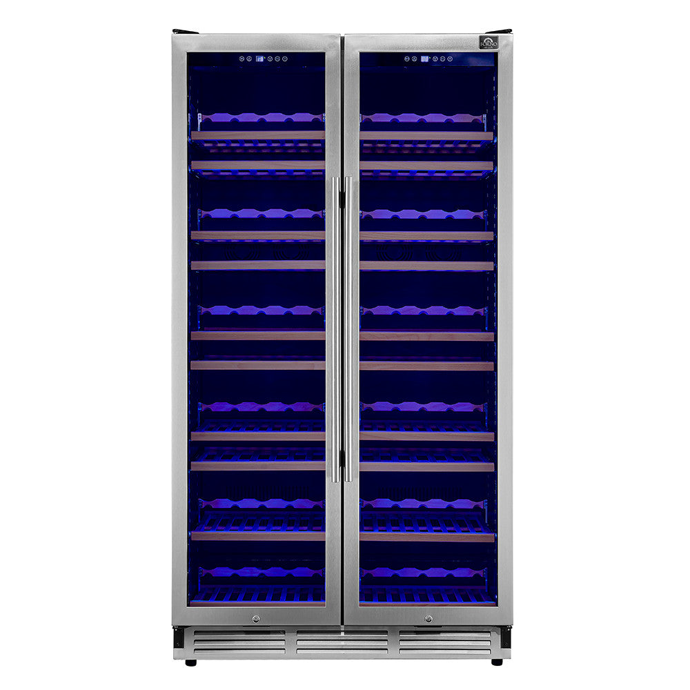 Forno Vernazza 40" Stainless Steel 166 Bottle Dual Zone Wine Cellar (25 Cu. Ft.) - FWCDR6642-40S