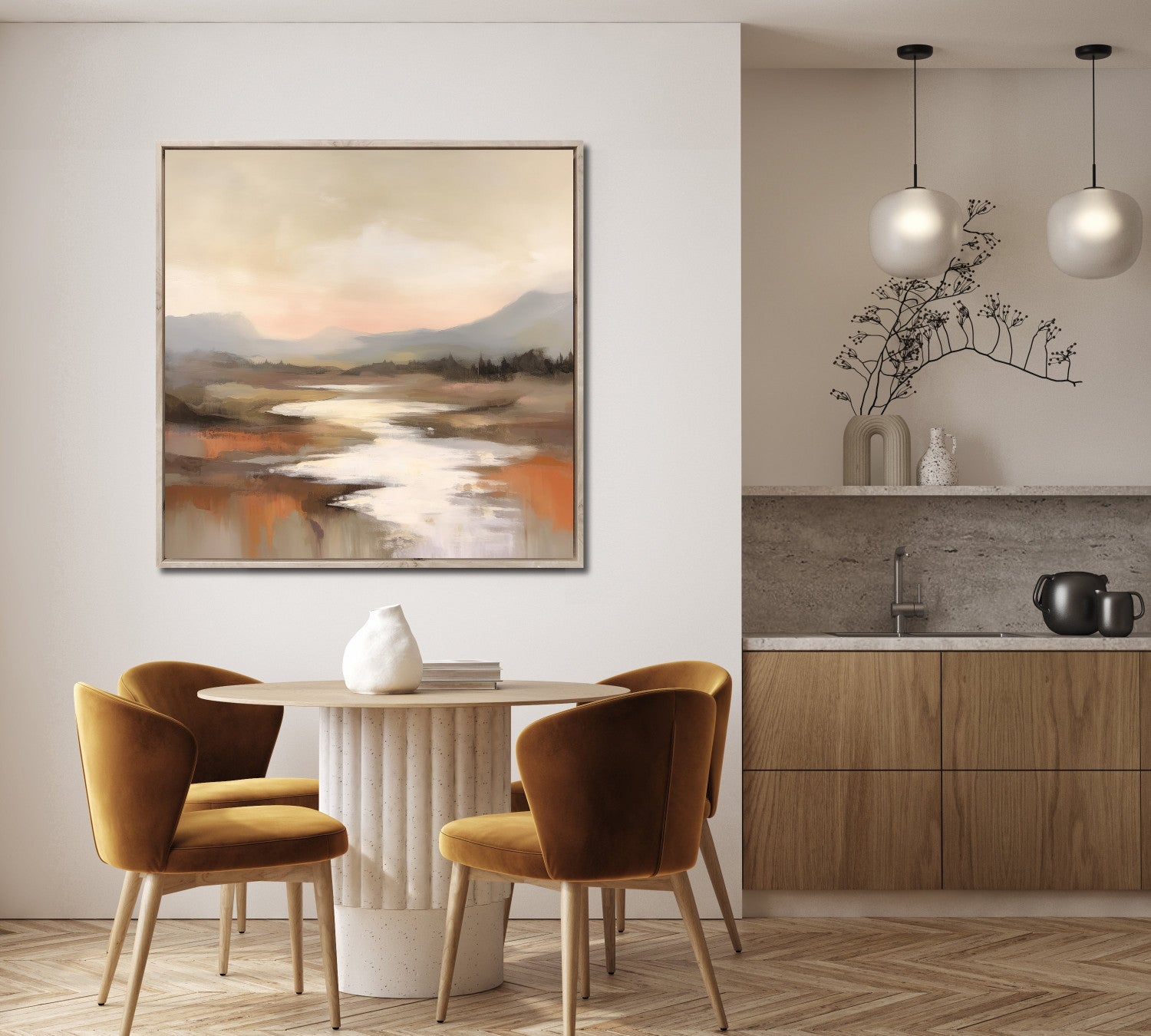 Evening Flow Wall Art - Brown/Beige - 36 X 36