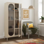 Luna Tall 2-Door Accent Cabinet with Fluted Glass - Parchment