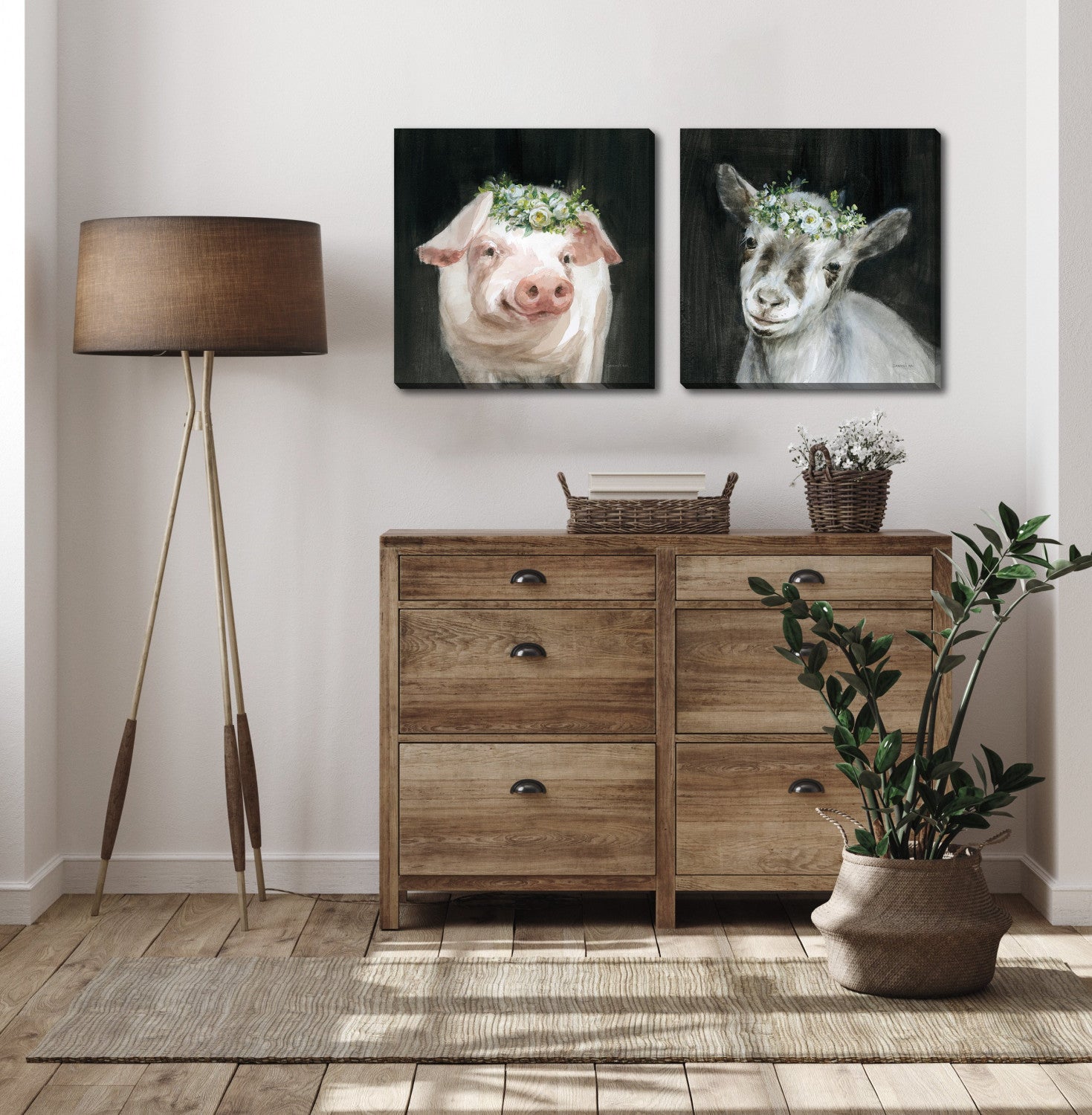 Goat Glam Wall Art - Black/Grey - 18 X 18