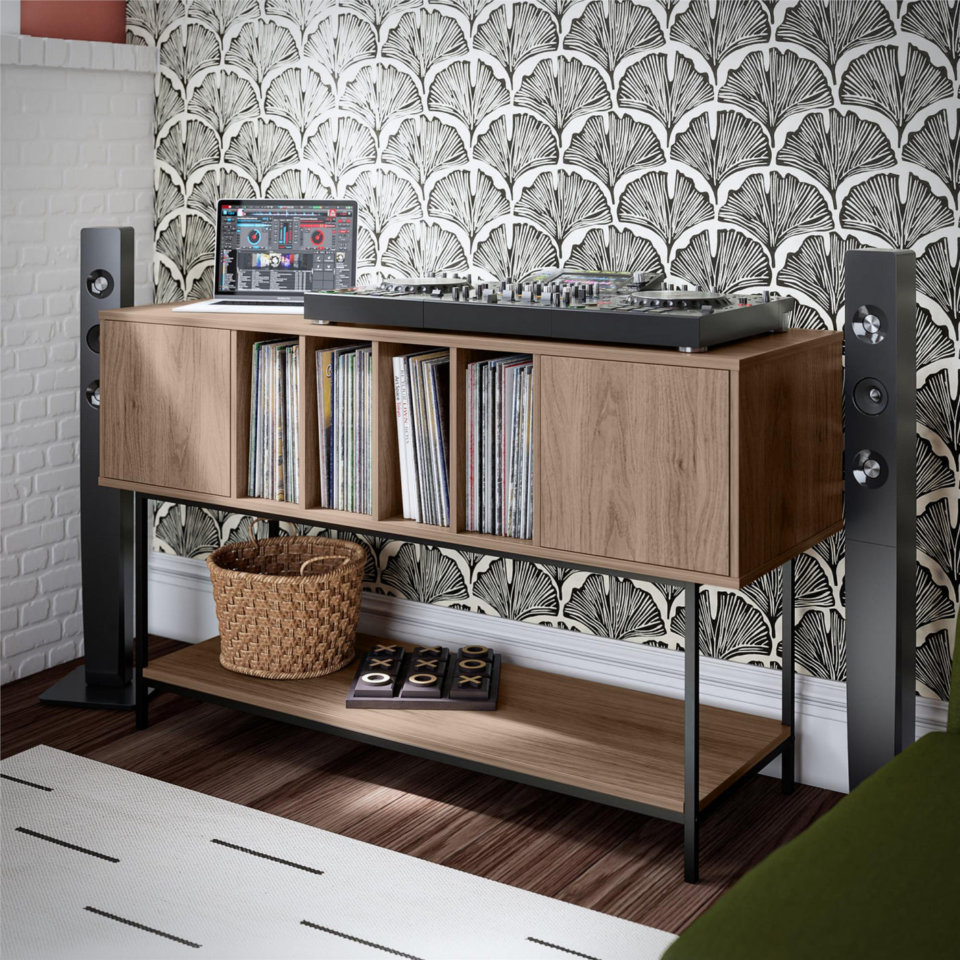 Cooper Media Credenza/DJ Stand - Walnut