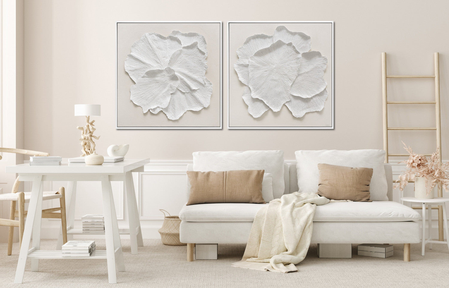 White Petal I Wall Art - White - 32 X 32