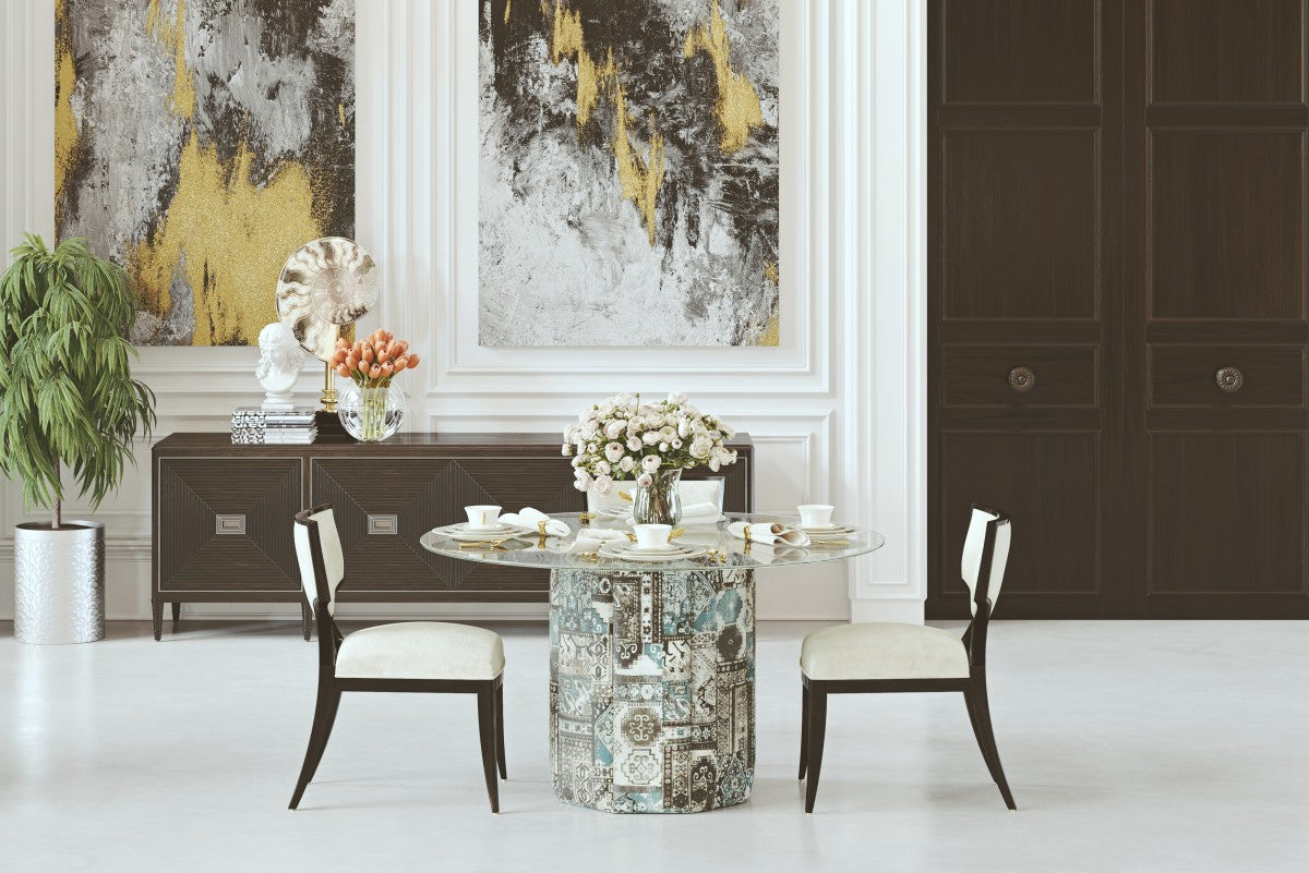 Sundre 54" Round Dining Table - Deja Cobalt