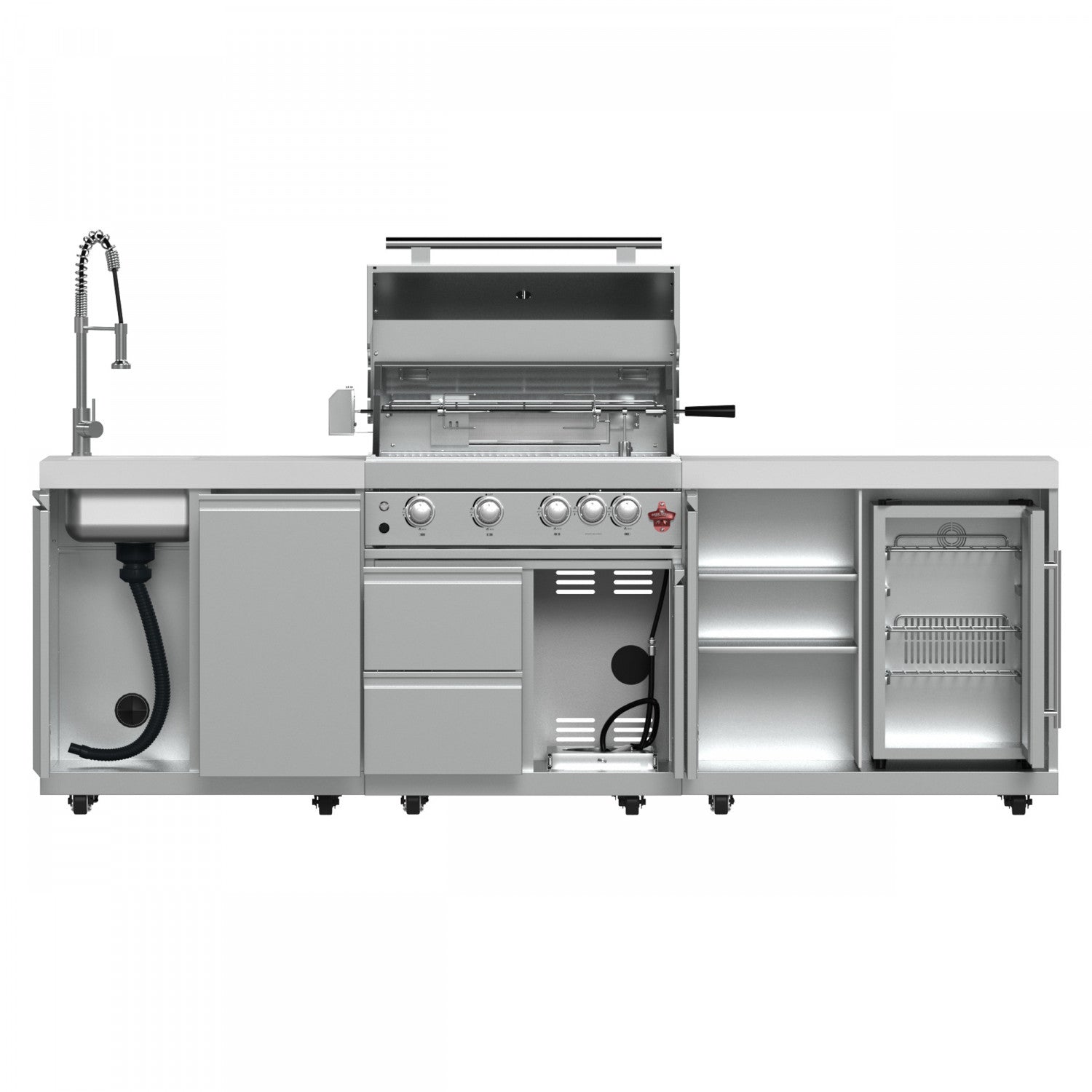 Forno Bulnes White Countertop Outdoor Kitchen with 30" 60,000 BTU BBQ and Beverage Centre - FODKT2506WHT