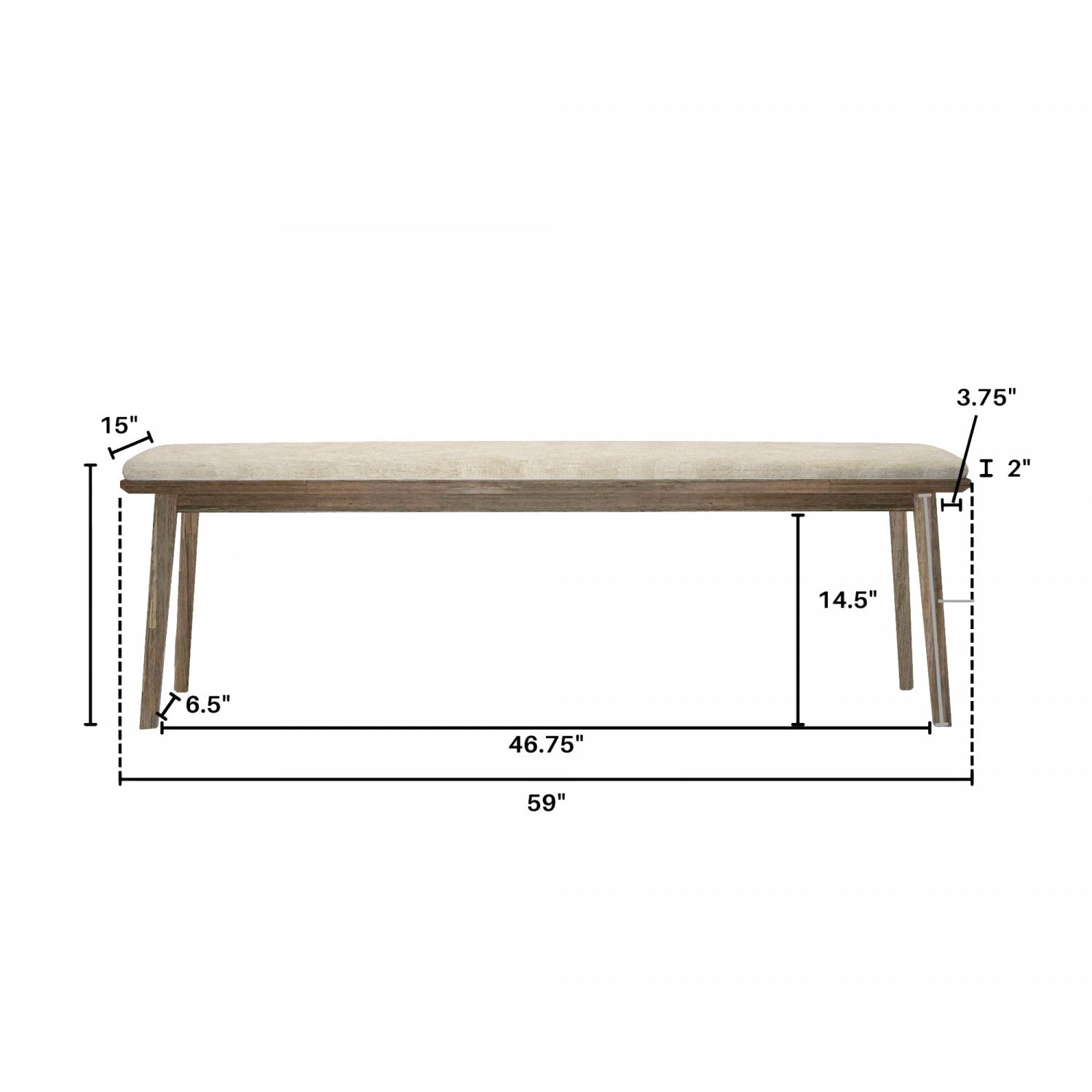 Borgrad 59" Bench - Sand