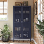 Channing Tall 2 Door Storage Cabinet with Mesh Metal - Navy