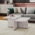 Brielle Two-Tiered Coffee Table - Faux White Marble