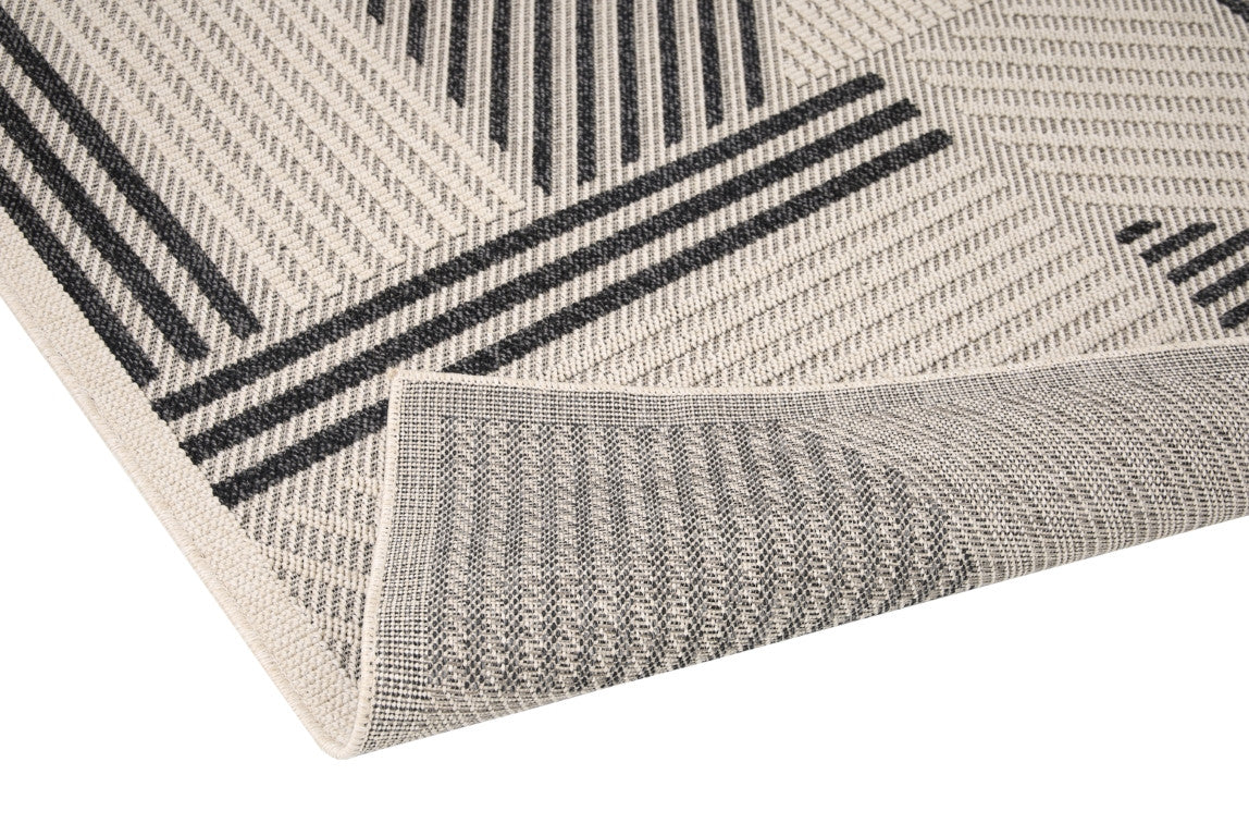 Assia Modern Outdoor Rug - 5' x 7' - Grey/Black
