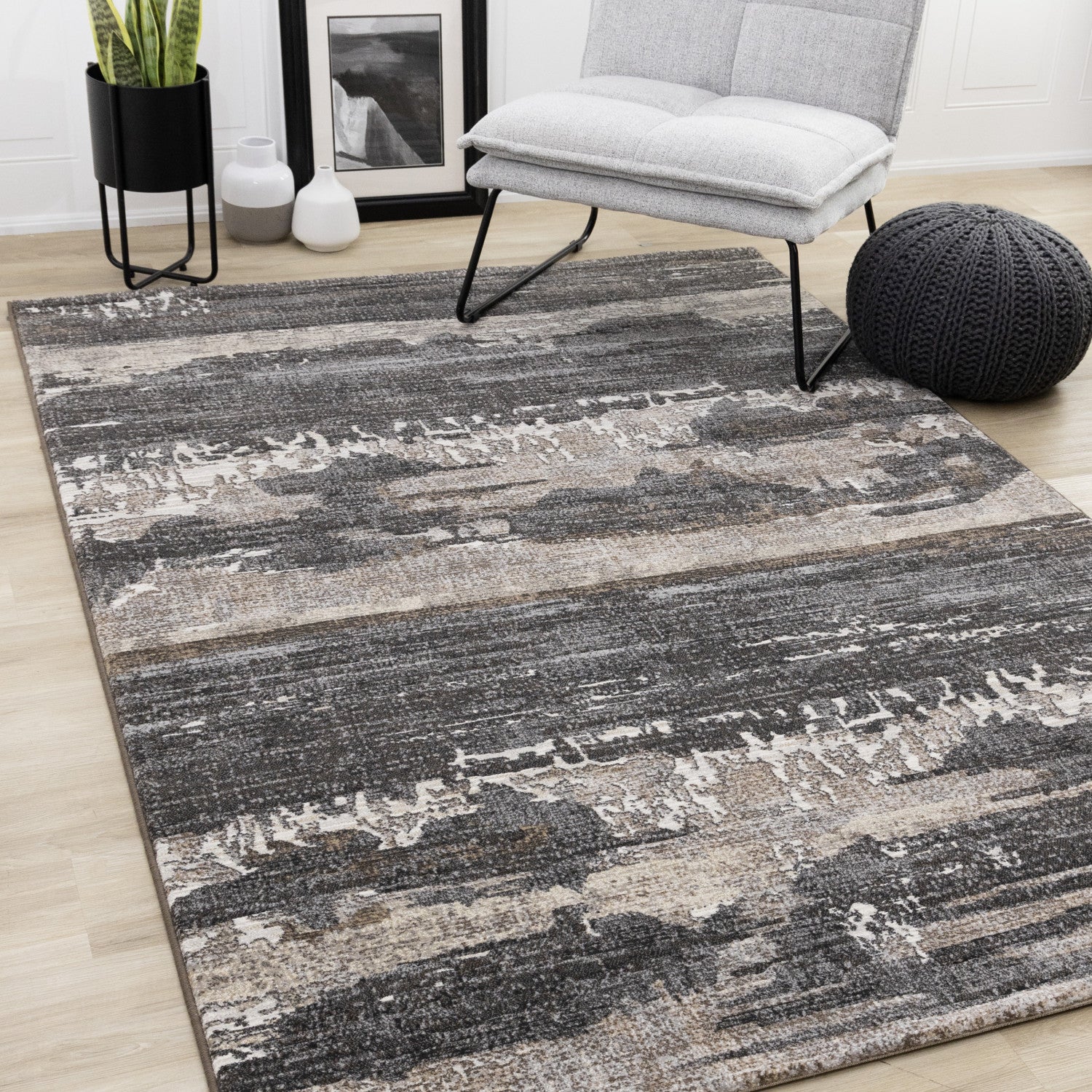 Allure Modern Dark Area Rug - Black Brown - 8' X 11'