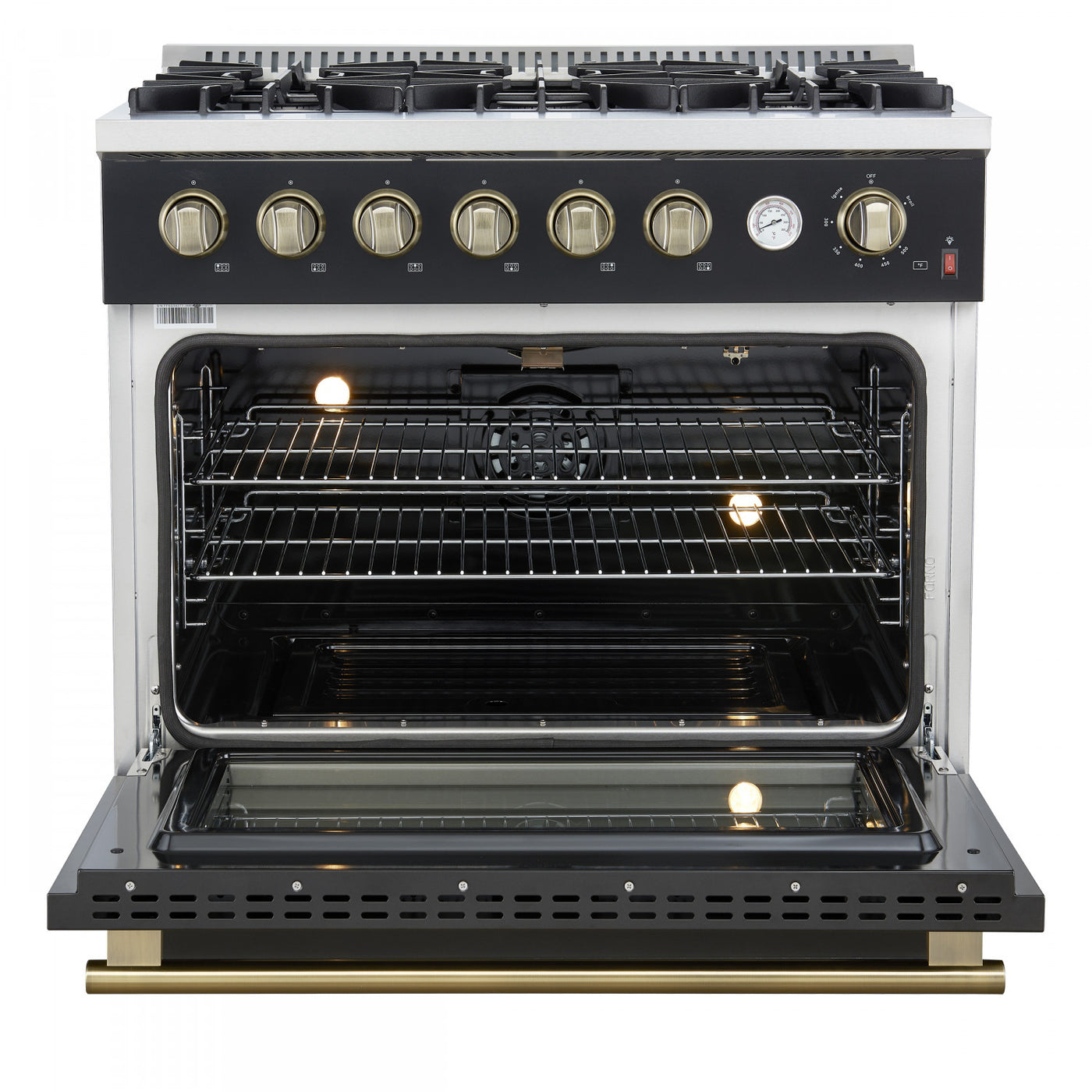 Forno Marco 36" Black Freestanding Gas Range (5.36 Cu. Ft.) - FFSGS6277-36BLK