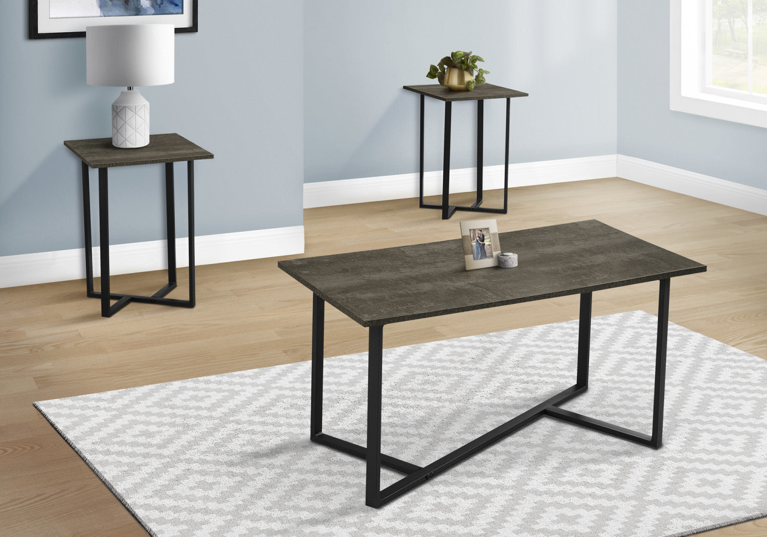 Valencia 3-piece Coffee Table Set - Black, Brown