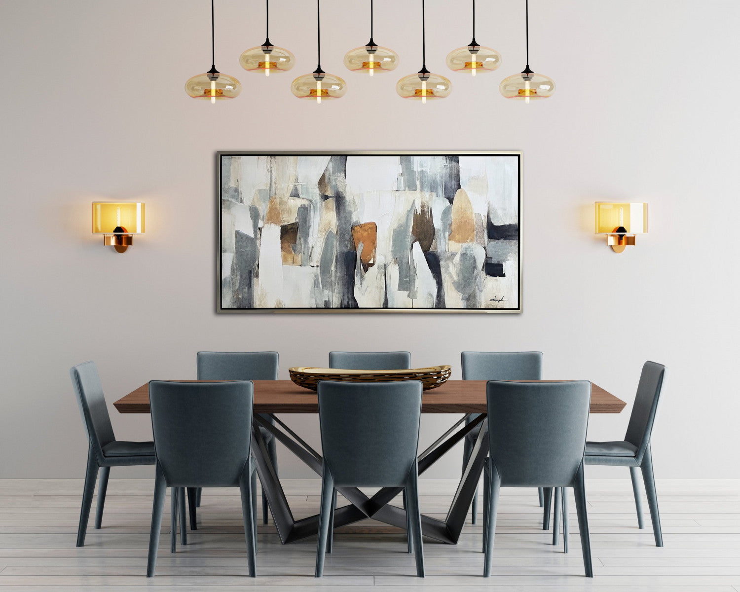 Modern Layers Wall Art - Neutral - 28 X 56