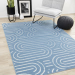 Functional Modern Links Area Rug - 5' X 8' - Blue/Cream