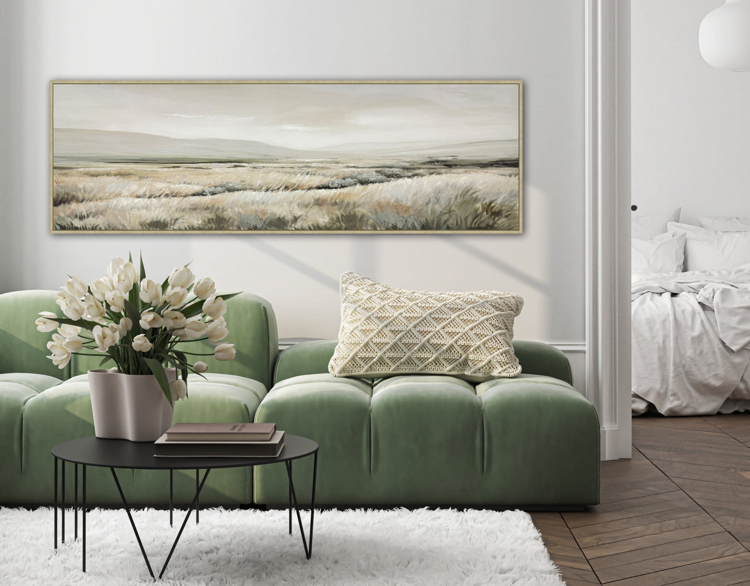 Fields of Whisper Wall Art - Grey/Beige - 20 X 60