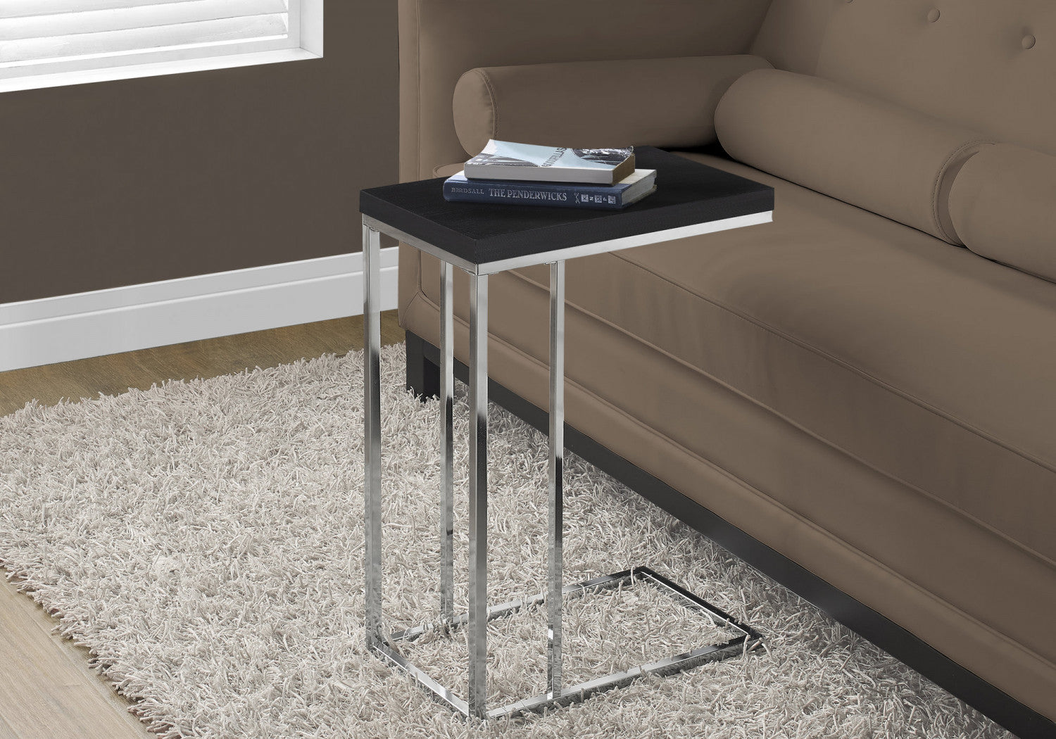 Zivo Side Table - Espresso/Chrome