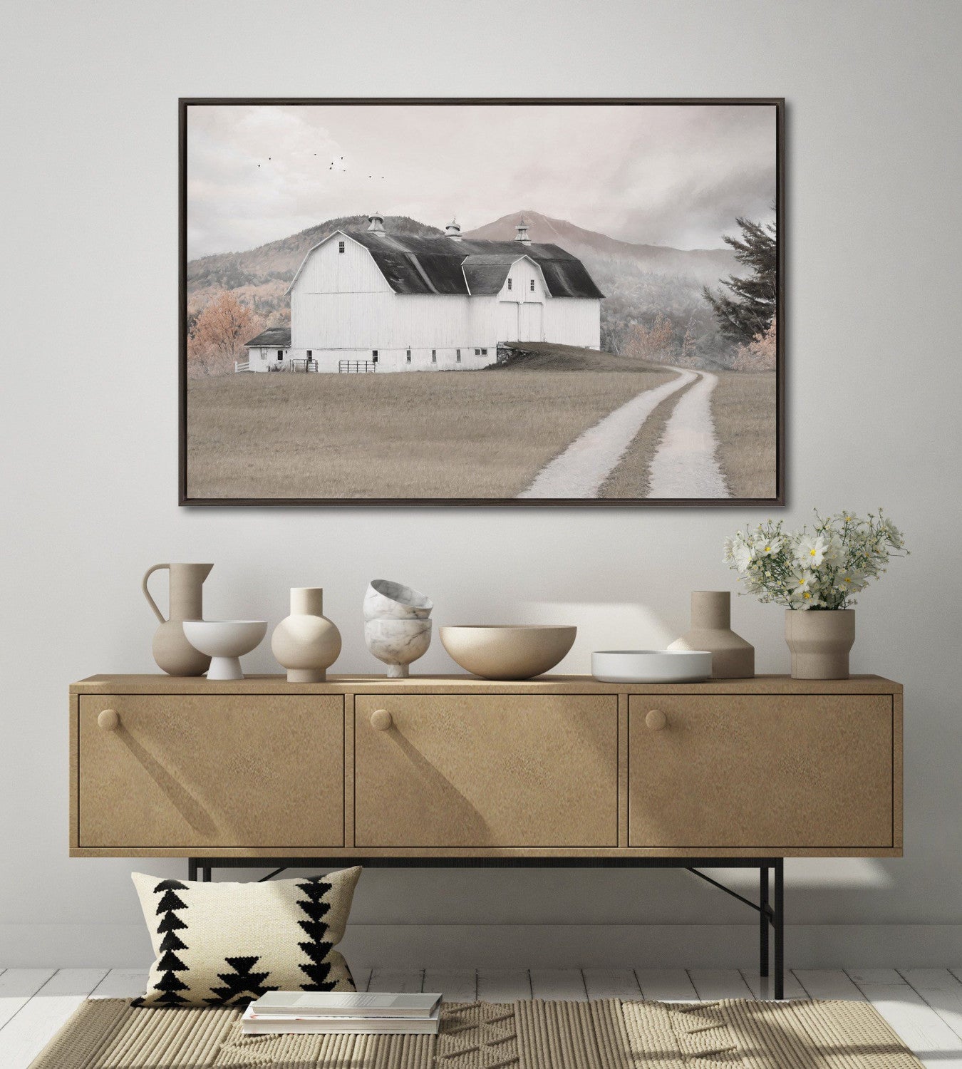 Country Calm Wall Art - White/Black/Grey - 30 X 45