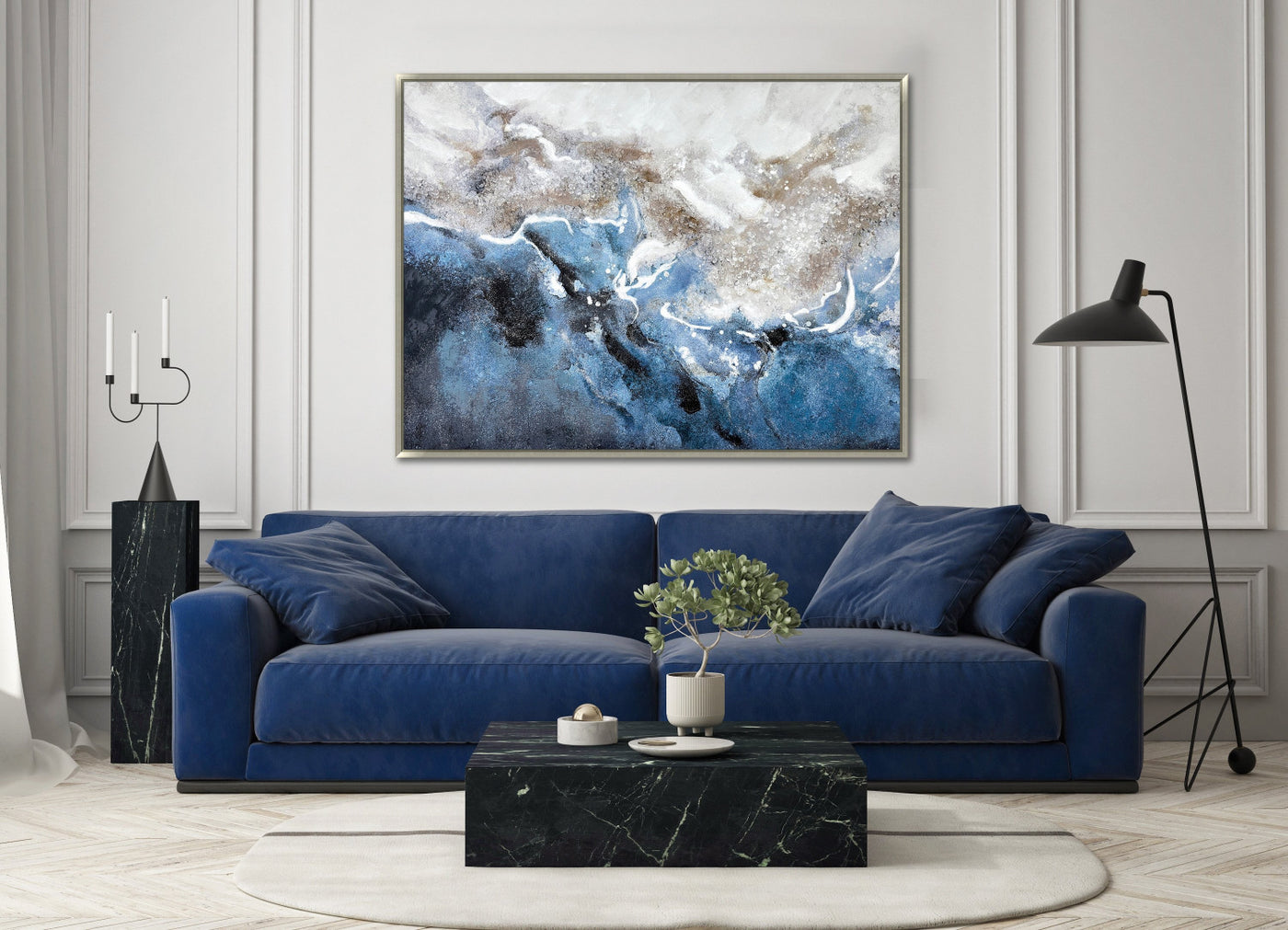 Crashing Wall Art - Blue/Grey - 36 X 48