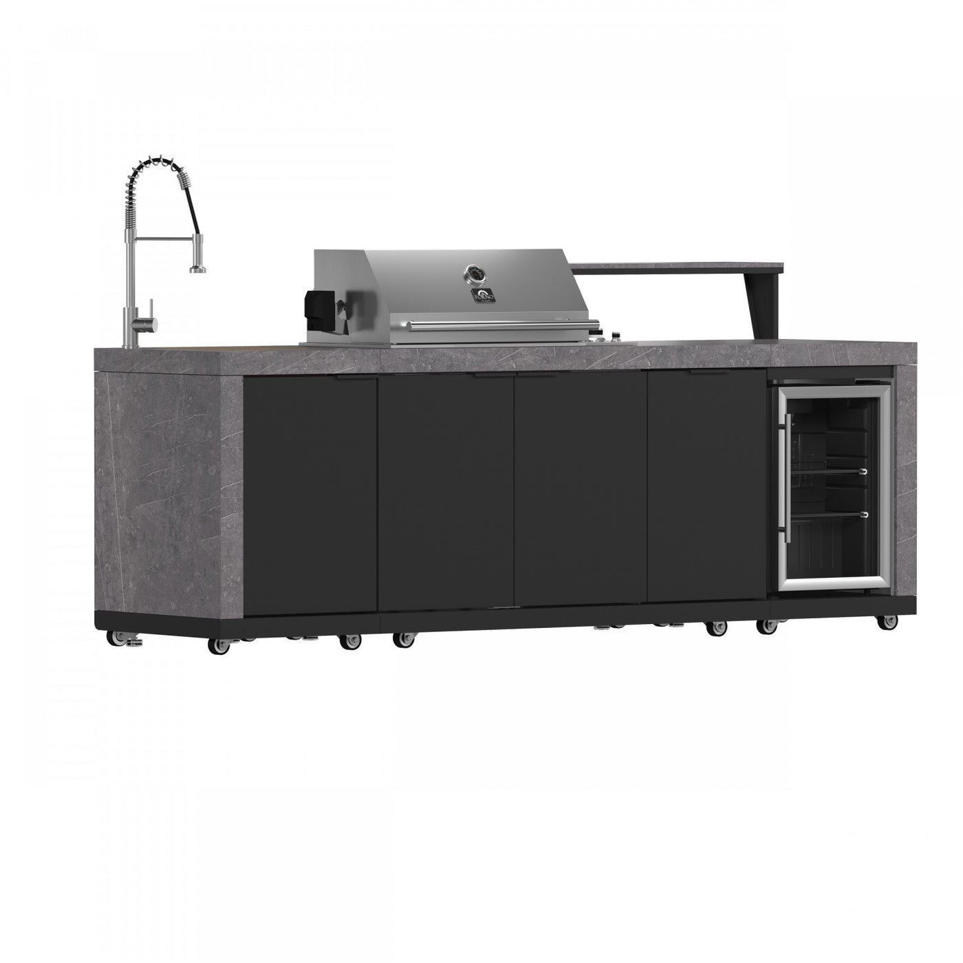 Forno Rimini Gray Countertop Outdoor Kitchen with 30" 62,600 BTU BBQ and Beverage Centre - FODKT2544BLK