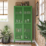 Channing Tall 2 Door Storage Cabinet with Mesh Metal - Kelly Green