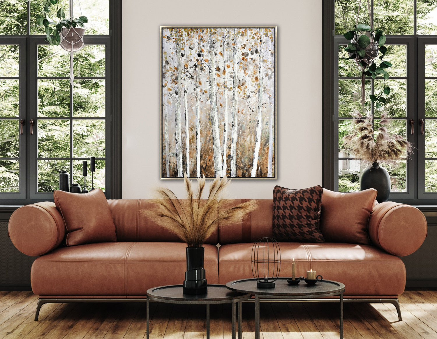 Rustle of Birch Wall Art - White/Brown - 48 X 36
