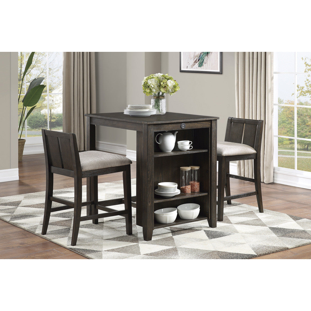 Giorno Counter-Height Dining Room Package - Brown Cherry - 3-Piece Set