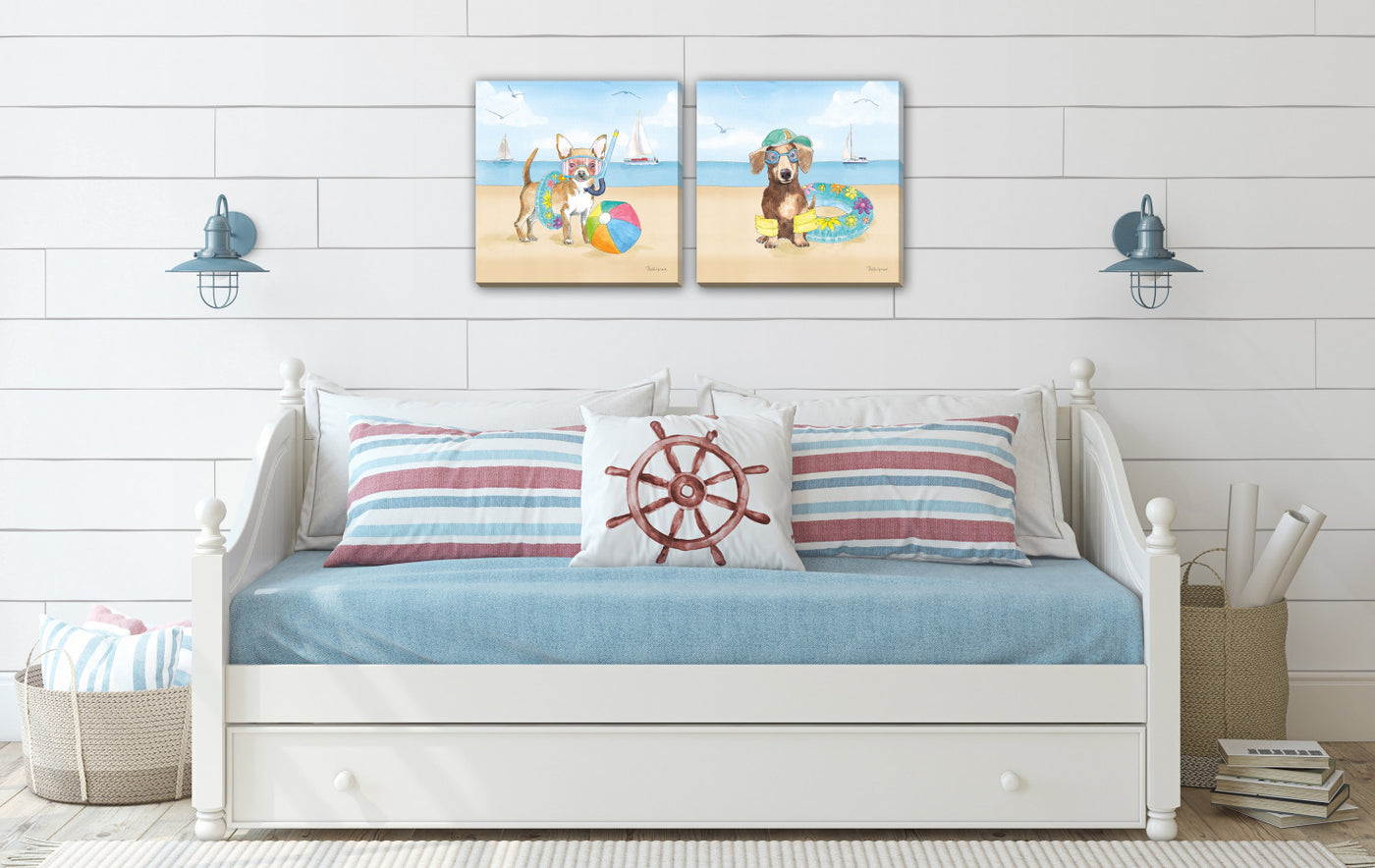 Dog Days of Summer Wall Art - Multi-Colour - 16 X 16 - Set of Two