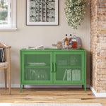 Channing Wide 2 Door Storage Cabinet with Mesh Metal - Kelly Green