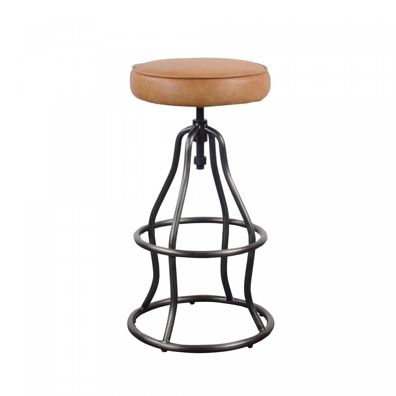 Maloe Leather Bar Stool - Cognac