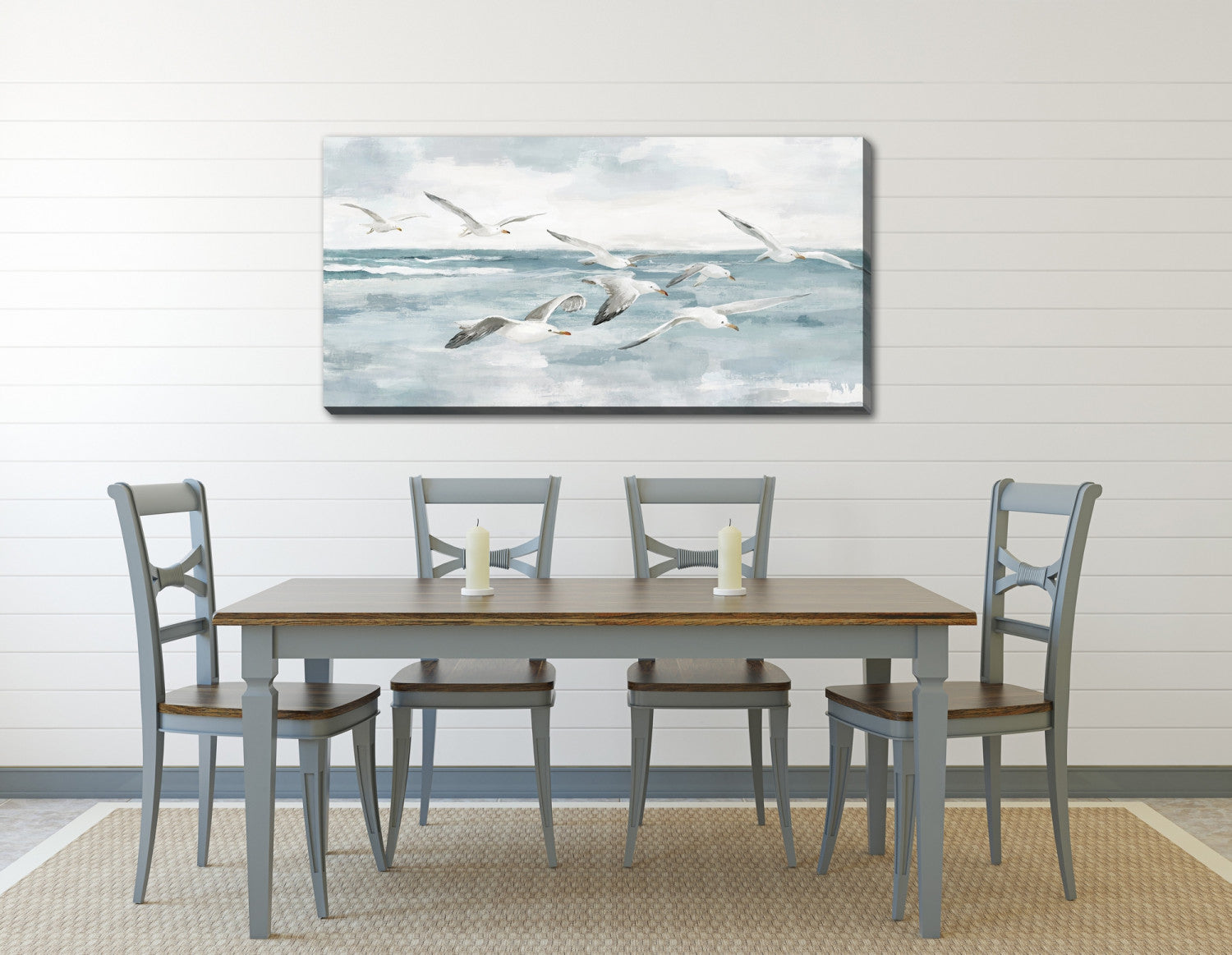 Gull's Passage Wall Art - Blue/White - 28 X 56